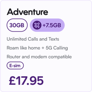 30GB Data Unlimited Calls and Texts esim